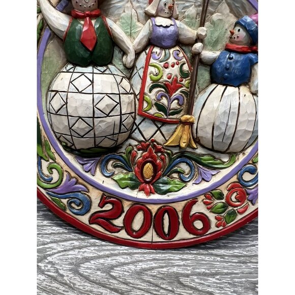 Jim Shore Snowman Family Heartwood Creek Enesco Plate 7” Christmas 2006 - Picture 5 of 9